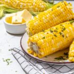 plated corn on the cob